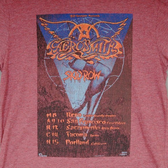 NWOT Aerosmith and Skid Row West Coast Concert T-Shirt by Retro Brand - Picture 1 of 2